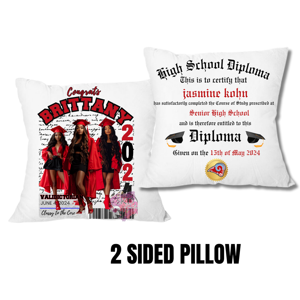 Graduation pillow front and back image editable template