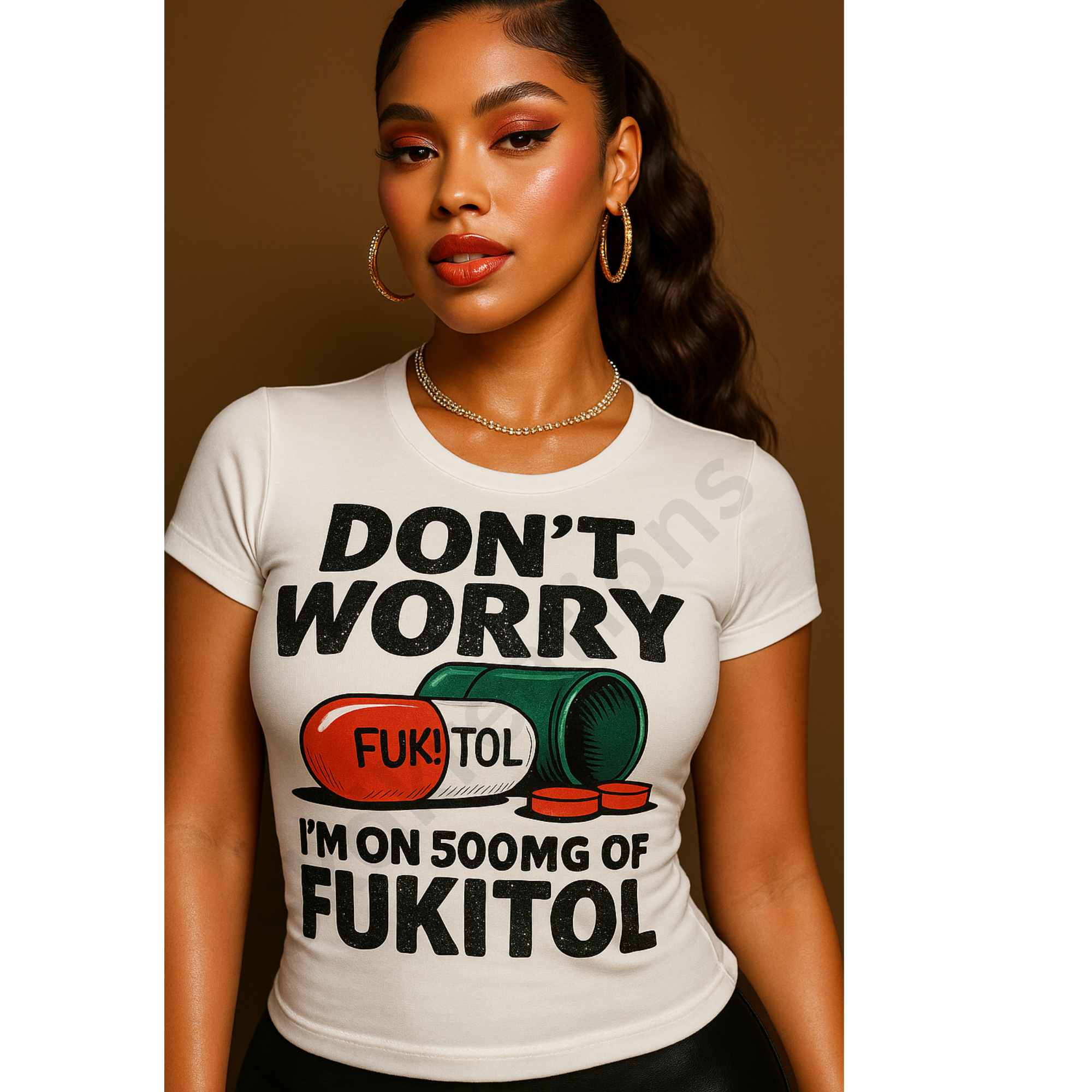 Don't Worry I'm on 500mg of Fukitol Graphic Crop Top & Tee's