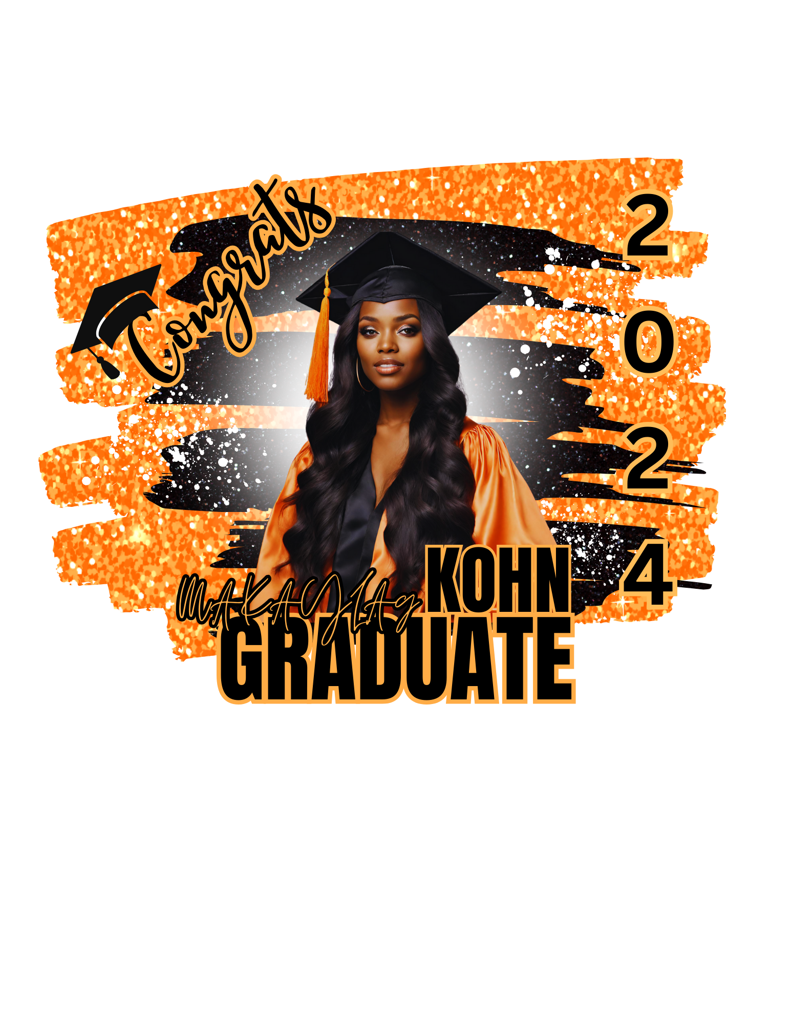 beautiful orange black graduation editable template