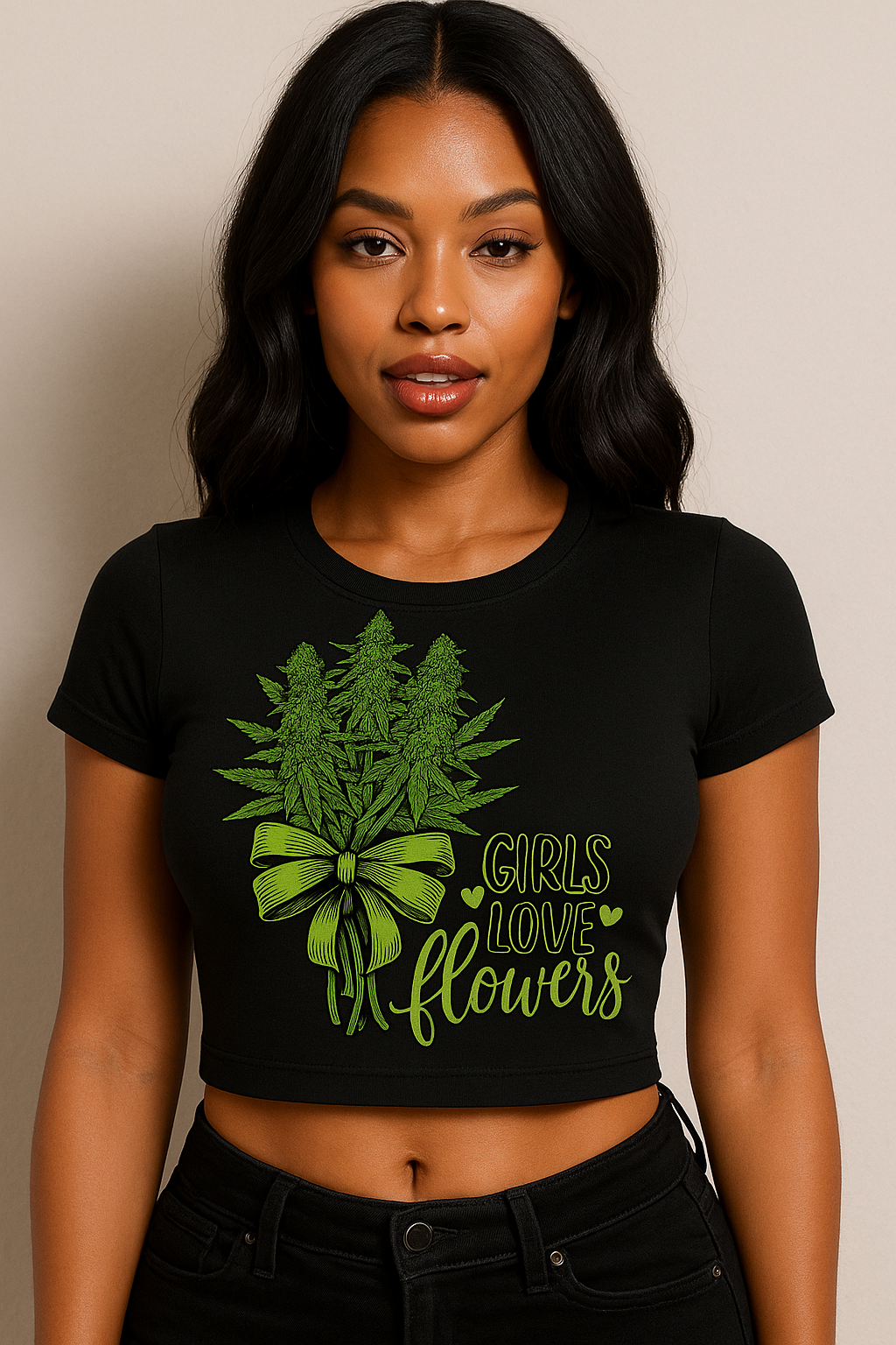Girls Love Flowers Crop Top – Bold & Sassy Statement Tee