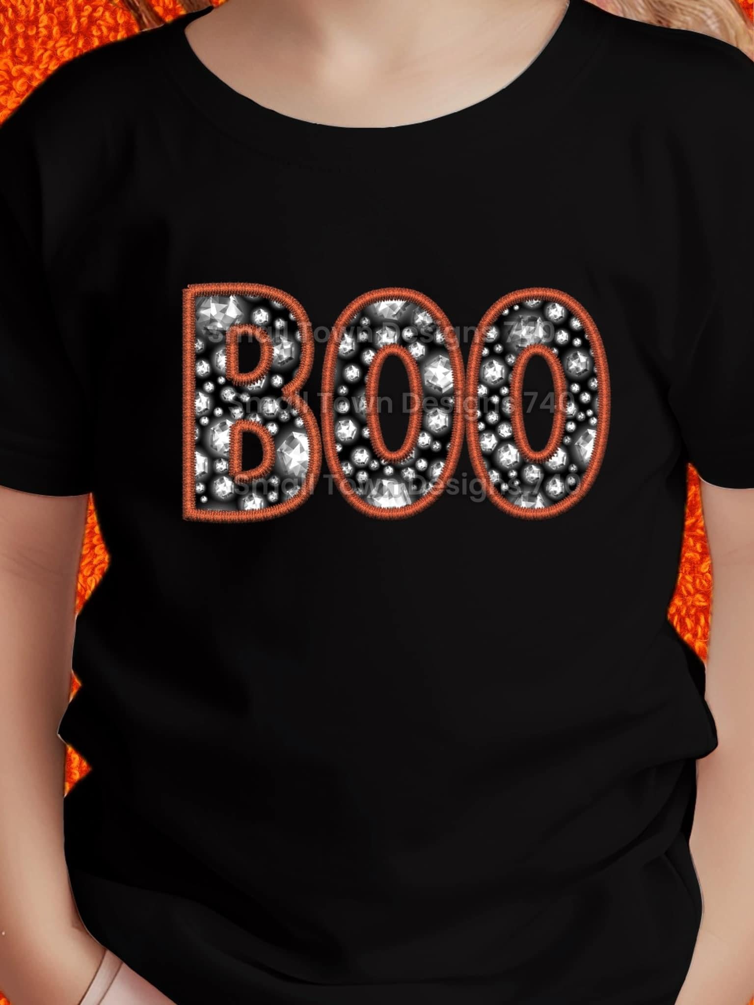 BOO, HALLOWEEN RHINESTONE DESIGN