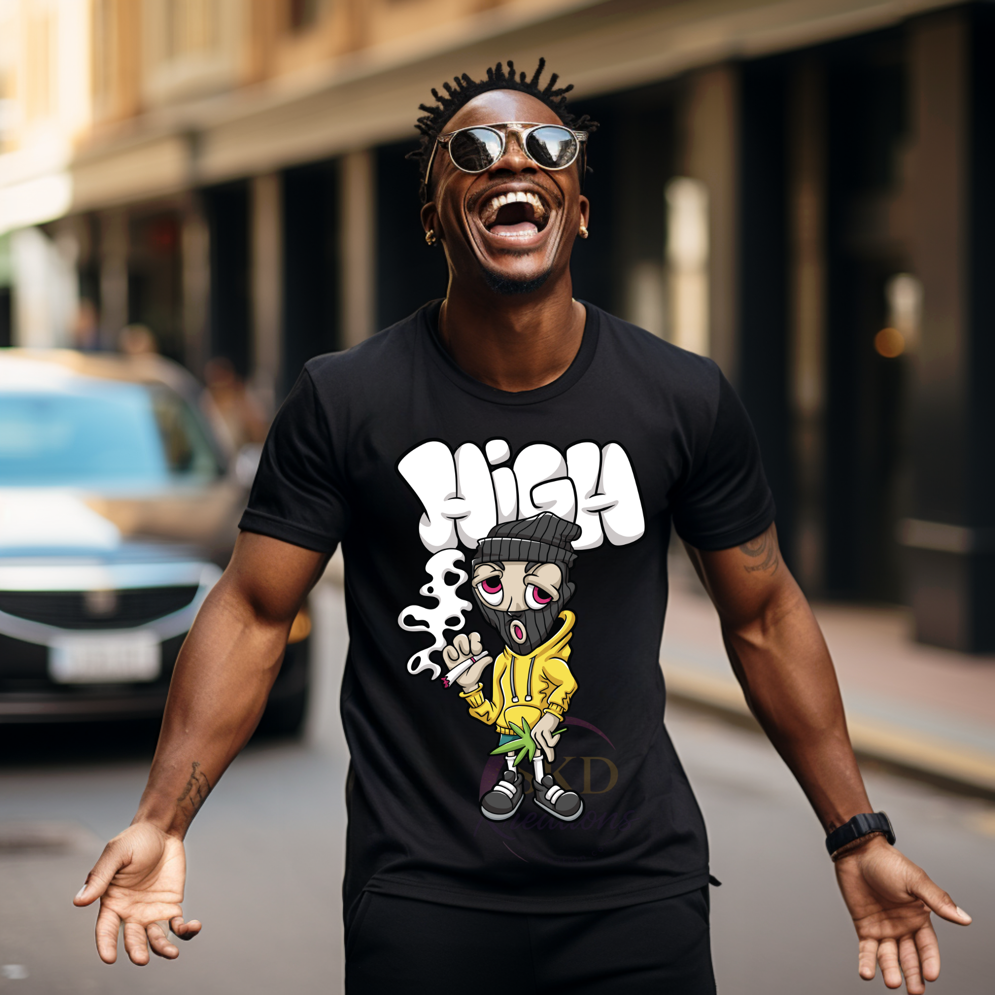 High Vibes Cartoon Graphic Tee