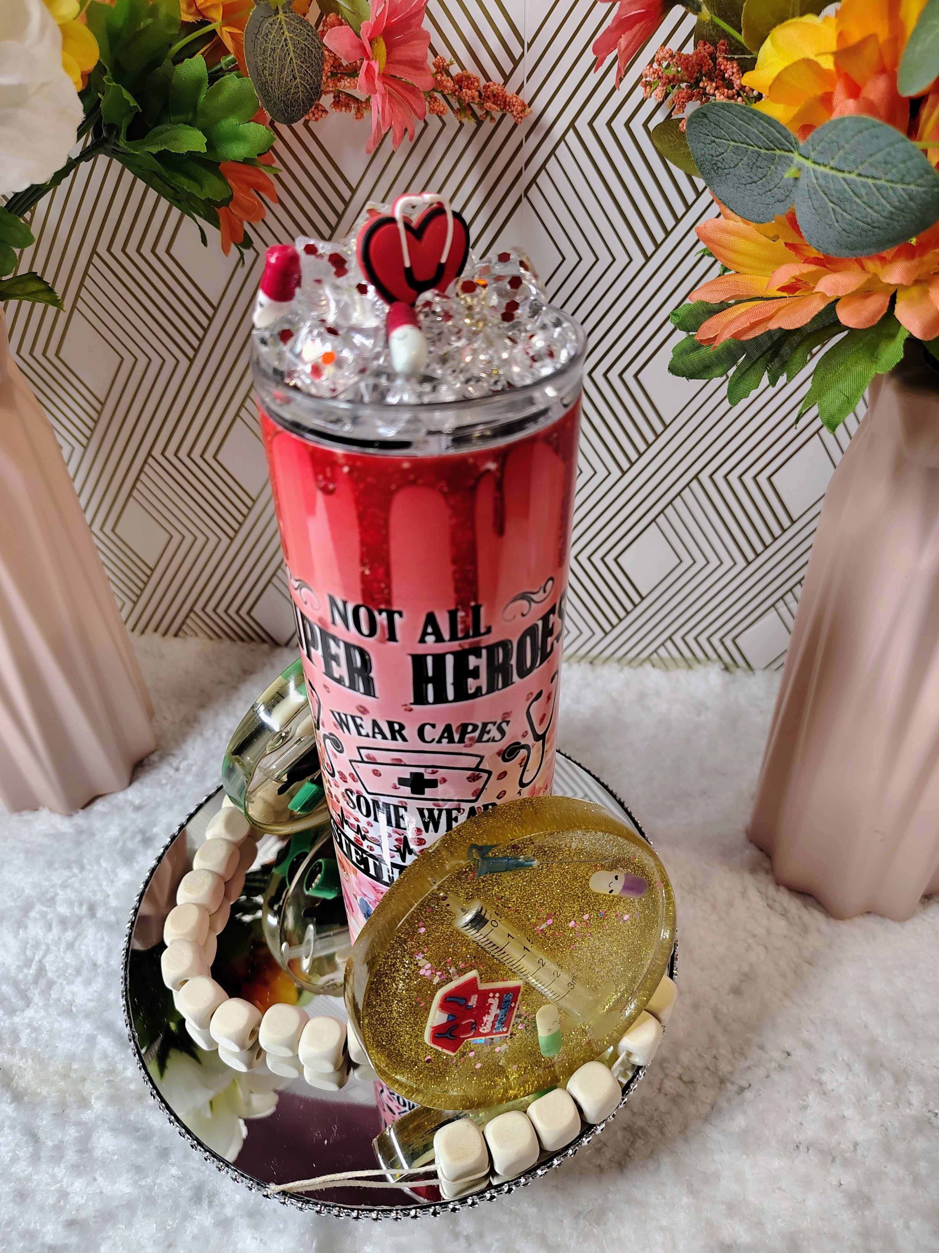 ❤️ Not All Heroes Wear Capes Nurse Crystal Tumbler | 20oz