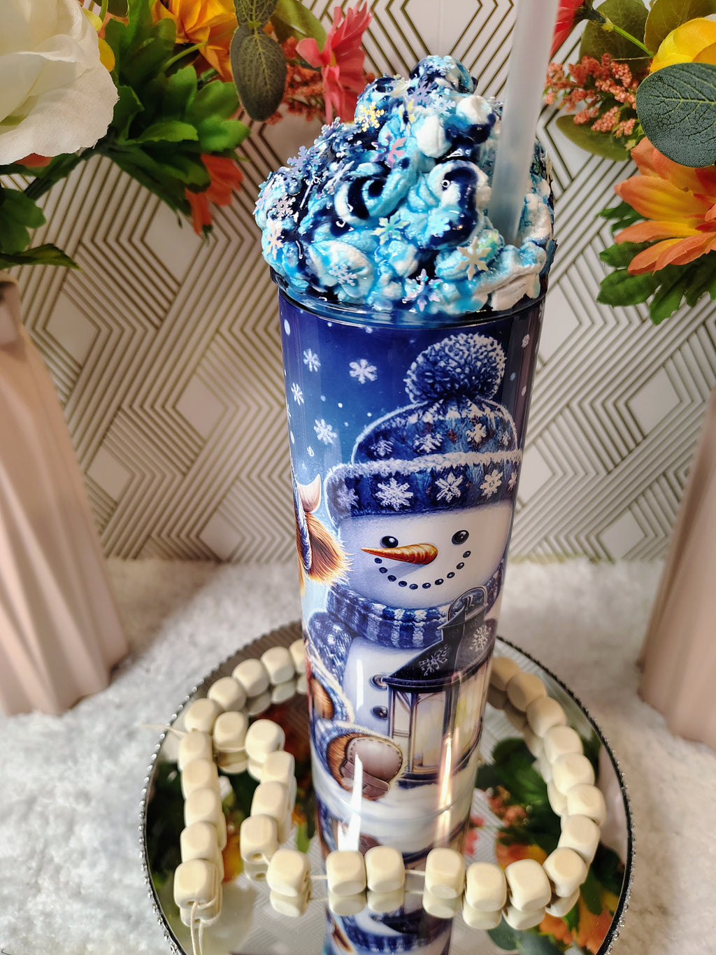 ❄️ Frosted Snowman Whipped  Sublimation Tumbler | 20oz