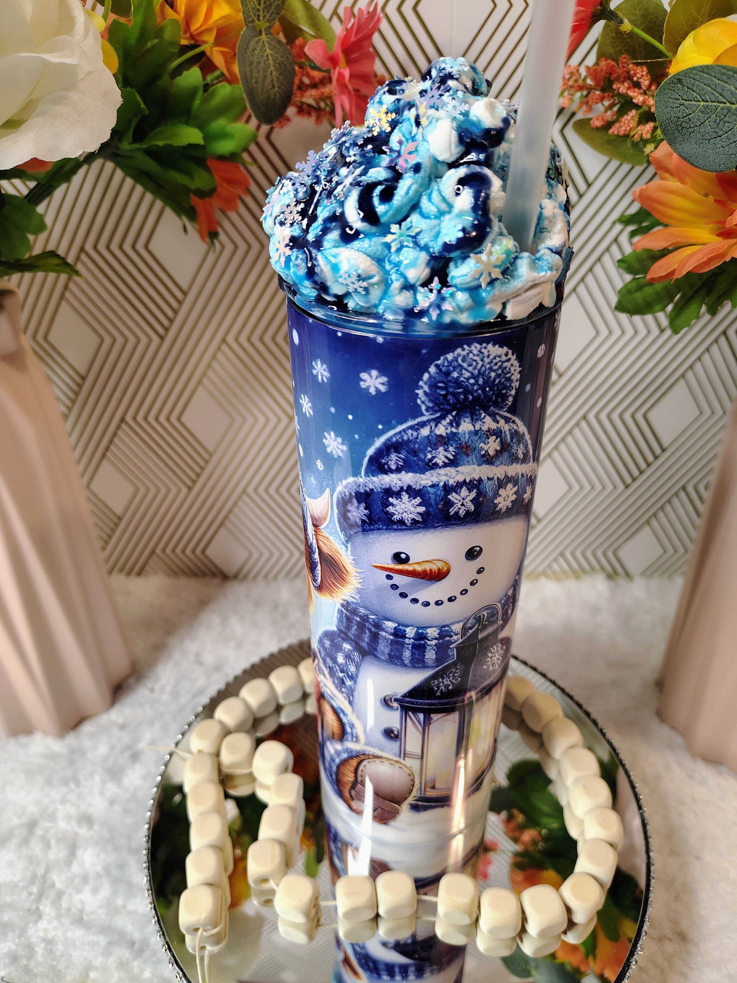 ❄️ Frosted Snowman Whipped  Sublimation Tumbler | 20oz