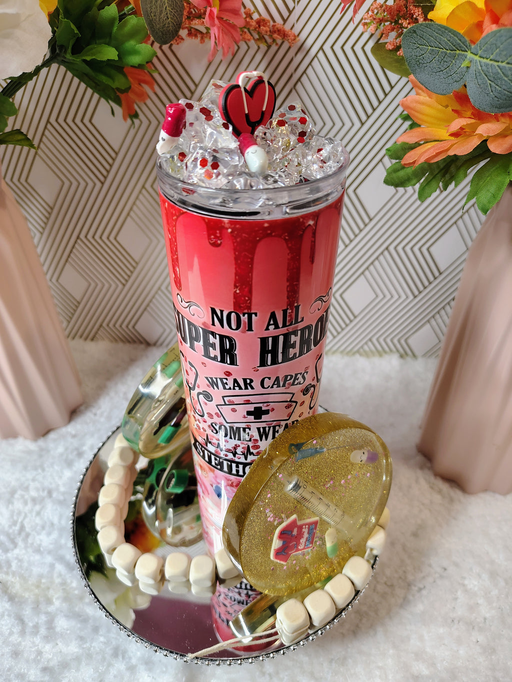 ❤️ Not All Heroes Wear Capes Nurse Crystal Tumbler | 20oz